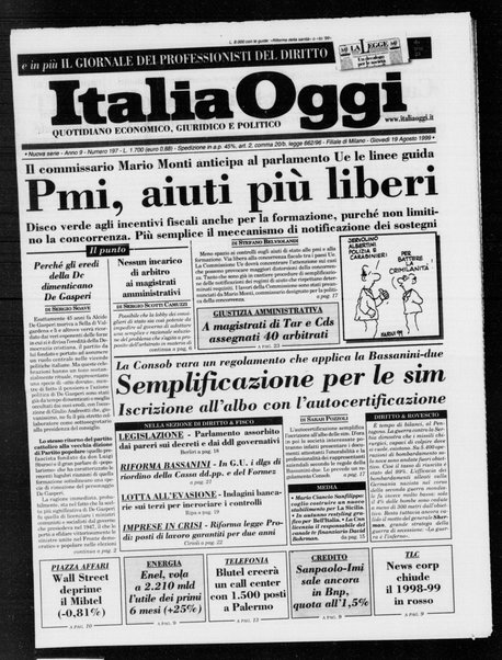 Italia oggi : quotidiano di economia finanza e politica